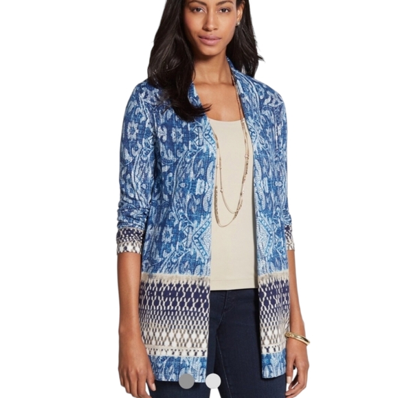 Chico's Mixed Paisley Maizy Lightweight Cardigan sz1 Small